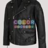 Men’s Diamond Fringed Biker Leather Jacket - Image 3