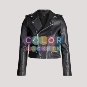 Maje Basalt Black Leather Jacket