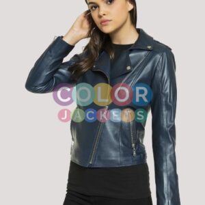 Navy Leather Jacket