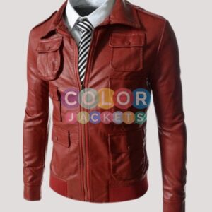 Red Faux Leather Jacket