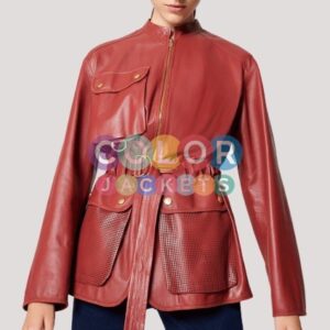 Women’s Brown Belted Leather Jacket