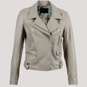 Grey Leather Jacket Womens