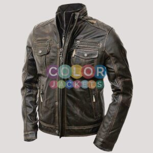 Leather Motorcycle Jacket Mens