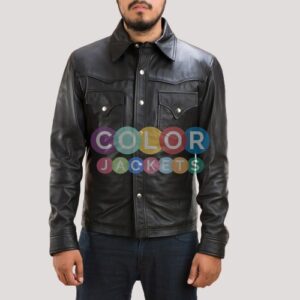 Leather Shirt Jacket Mens