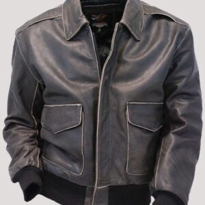 Vintage Leather Bomber Jacket