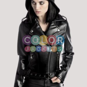 Womens Hooded Leather Jacket