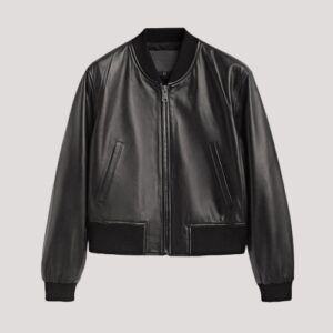 Black Leather Bomber Jacket Mens