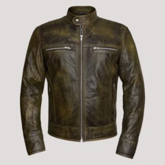 Brown Distressed Leather Jacket