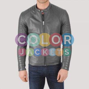 Gray Leather Jacket Mens