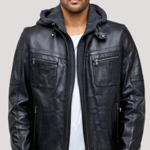 Hooded Leather Jacket Mens