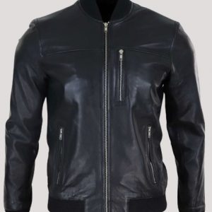 Leather Bomber Black Jacket Men's