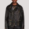 Tiger Tooth Black Biker Leather Jacket - Image 3