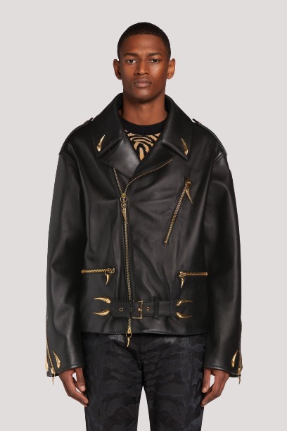 Tiger Tooth Black Biker Leather Jacket - Image 3