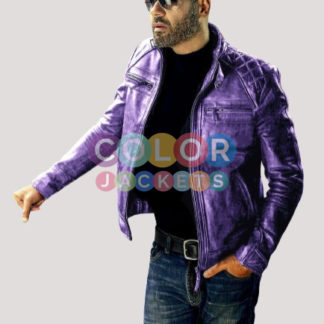 Purple Leather Jacket Mens