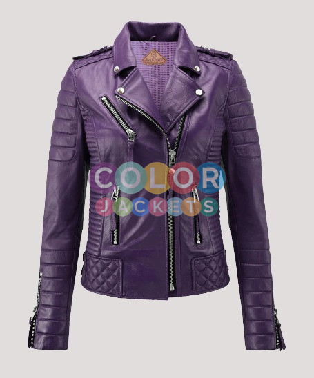 Purple Leather Jacket Women - Color Jackets