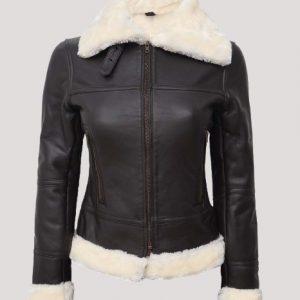 Sherpa Leather Jacket Womens