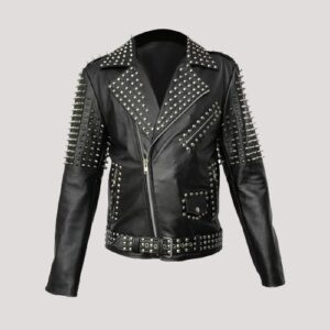 Spiked Leather Jacket Men