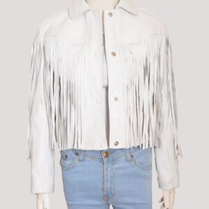 White Fringe Leather Jacket