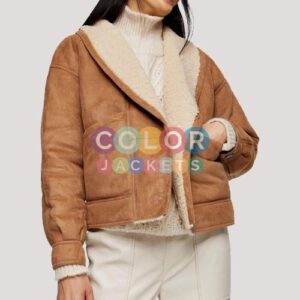 Womens Leather Sherpa Jacket