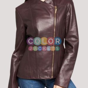 Burgundy Leather Jacket Womens