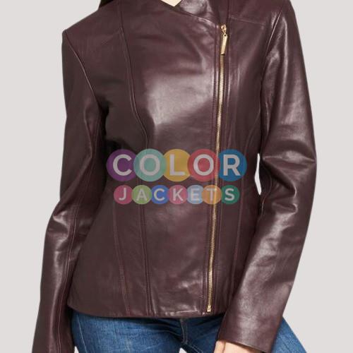 Burgundy Leather Jacket Womens