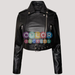 Crop Leather Motorcycle Jacket