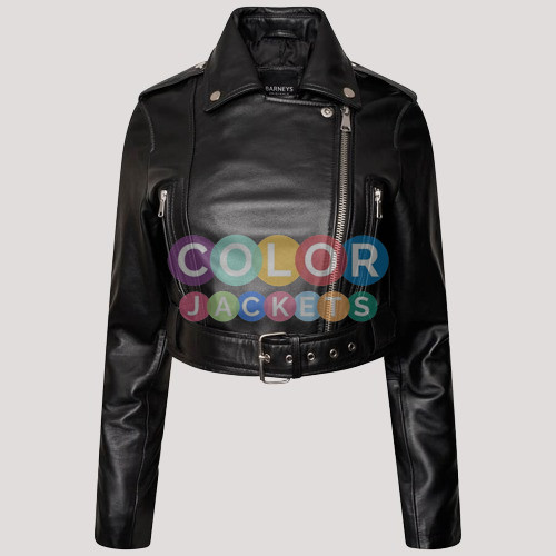 Crop Leather Motorcycle Jacket