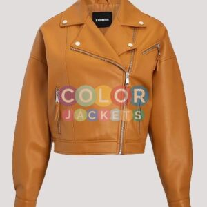 Cropped Leather Moto Jacket