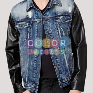 Jean Jacket With Leather Sleeves