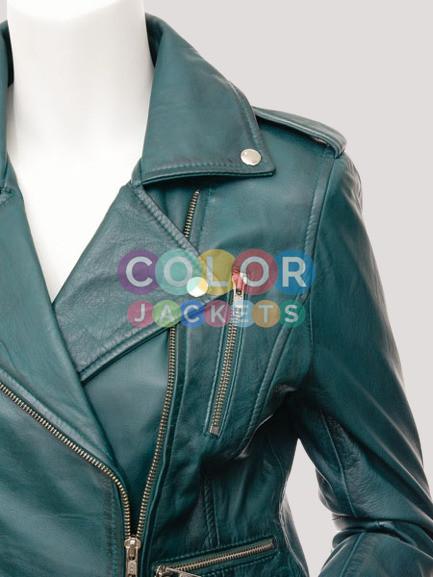 Toronto Ladies Biker Leather Jacket - Image 3