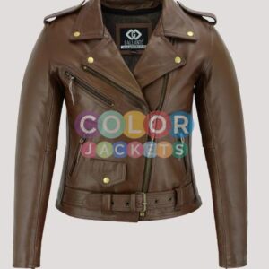 Leather Brown Jacket Womens