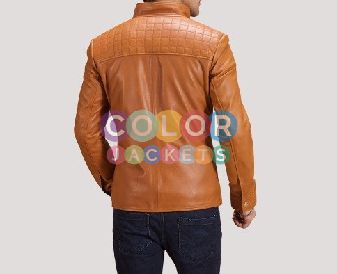 Voltex Tan Leather Biker Jacket - Image 3