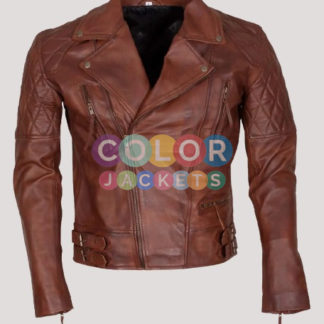 Mens Brown Leather Motorcycle Jacket