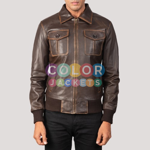 Men's Leather Bomber Jacket