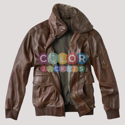 Orvis Spirit II Bomber Brown Leather Jacket - Image 2