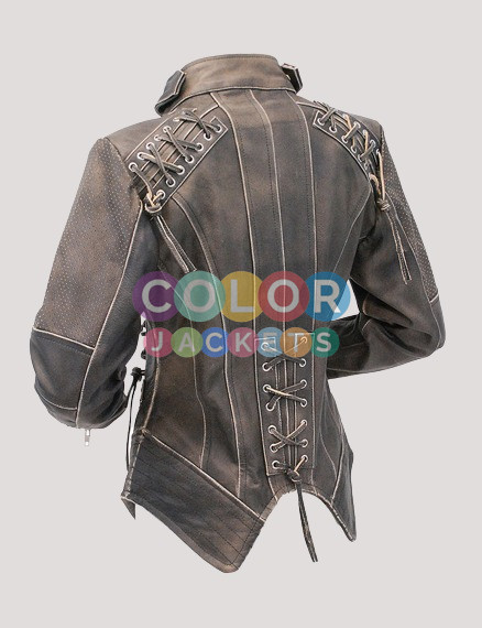 Women's Brown Steampunk Leather Jacket - Image 2