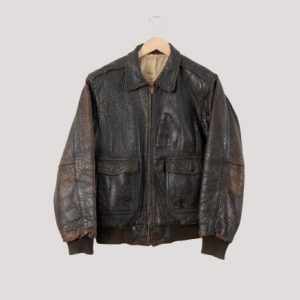 Vintage Leather Bomber Jacket Mens