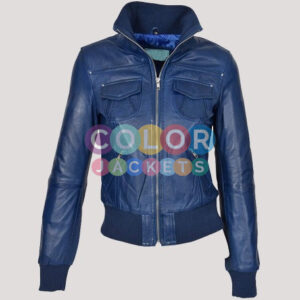 Women's Leather Bomber Jacket