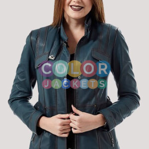 Womens Navy Blues Leather Jacket