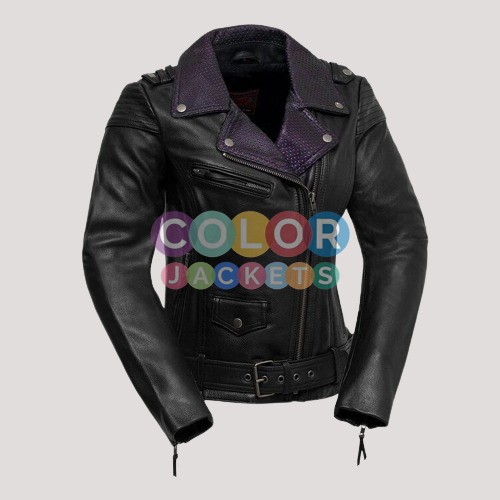 Black Leather Moto Jacket Women's