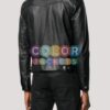 Mens Black Button Up Leather Jacket - Image 3