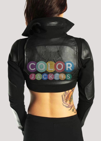 Women’s Fashion Crop Top Leather Jacket - Image 3