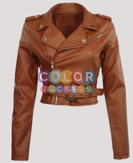 Cropped Brown Leather Jacket
