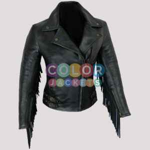 Fringe Leather Jacket Womens