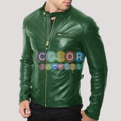 Green Leather Mens Jacket - Color Jackets