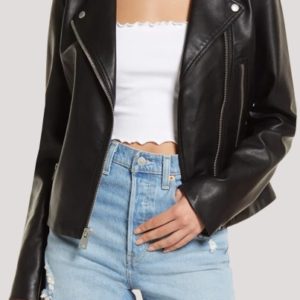 Ladies Black Leather Jacket