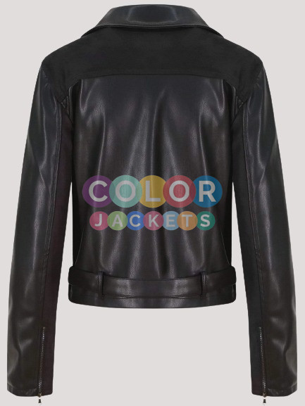 Women's Vegan Leather Moto Black Jacket - Image 2