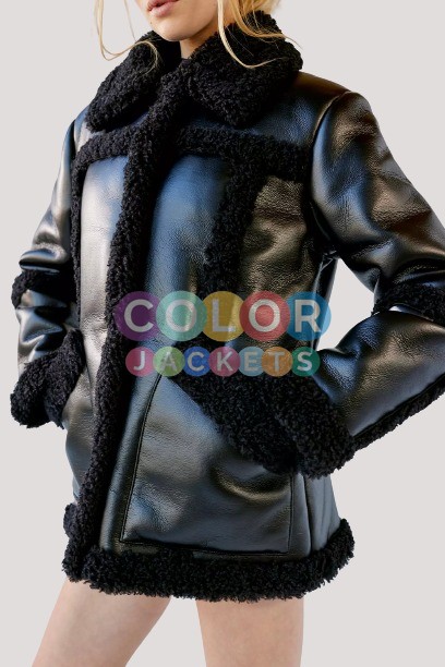 Uo Willa Faux Leather Sherpa Jacket - Image 2
