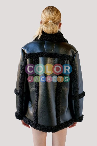 Uo Willa Faux Leather Sherpa Jacket - Image 4