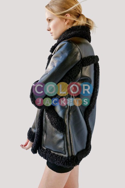 Uo Willa Faux Leather Sherpa Jacket - Image 3